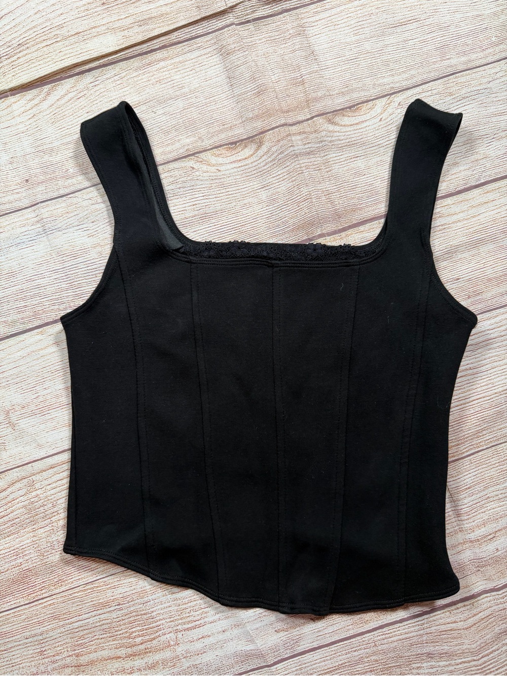 Whimsigoth Black Lace Lined‎ Corset Tank